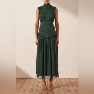 Léonie High Neck Midi Dress - Rosemary